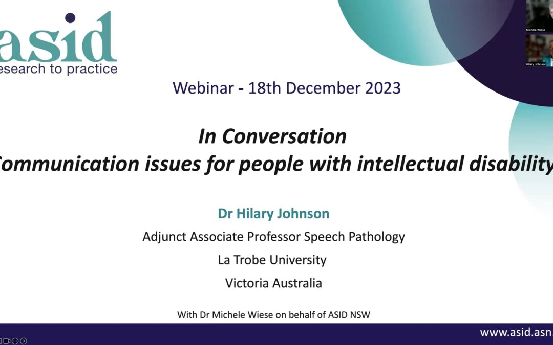 In Conversation: Communication issues for people with intellectual disability with Dr Hilary Johnson