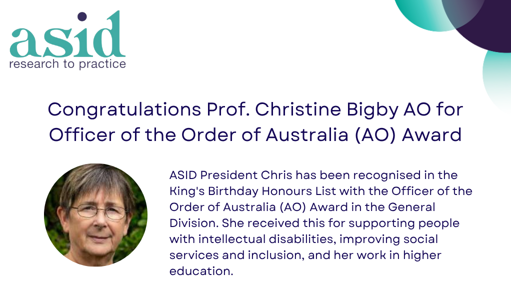 Congratulations Prof. Christine Bigby AO!